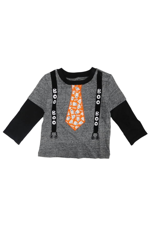 Infant Boys Ghost Tie Boo Long Sleeve Halloween T-Shirt 9-12m
