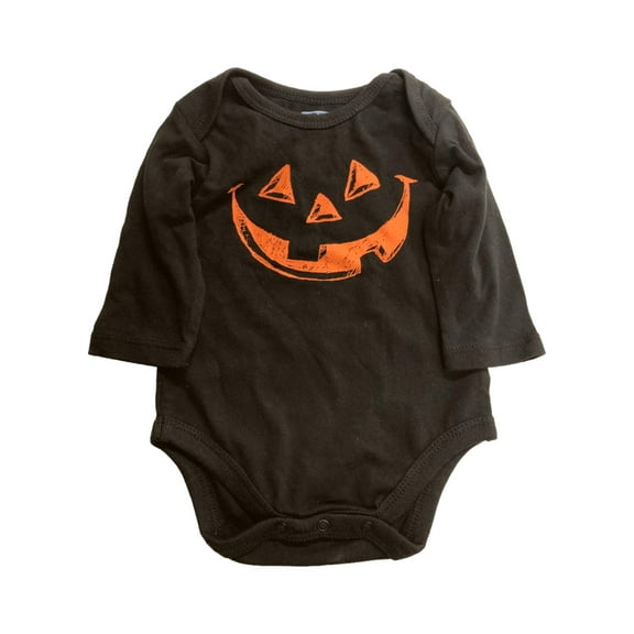 Infant Boys & Girls Black & Orange Pumpkin Halloween Bodysuit Baby Outfit 0-3m