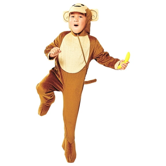 Infant Boys Girls Brown Monkey Halloween Costume Hooded Jumpsuit 12-24 M