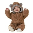 thumbnail image 1 of Infant Boys Girls Fleece Jumpsuit - Warm Windproof Bear Hooded Snowsuit Newborn Baby Winter Snowsuit Warm Baby Clothes 9-12 Months, 1 of 4