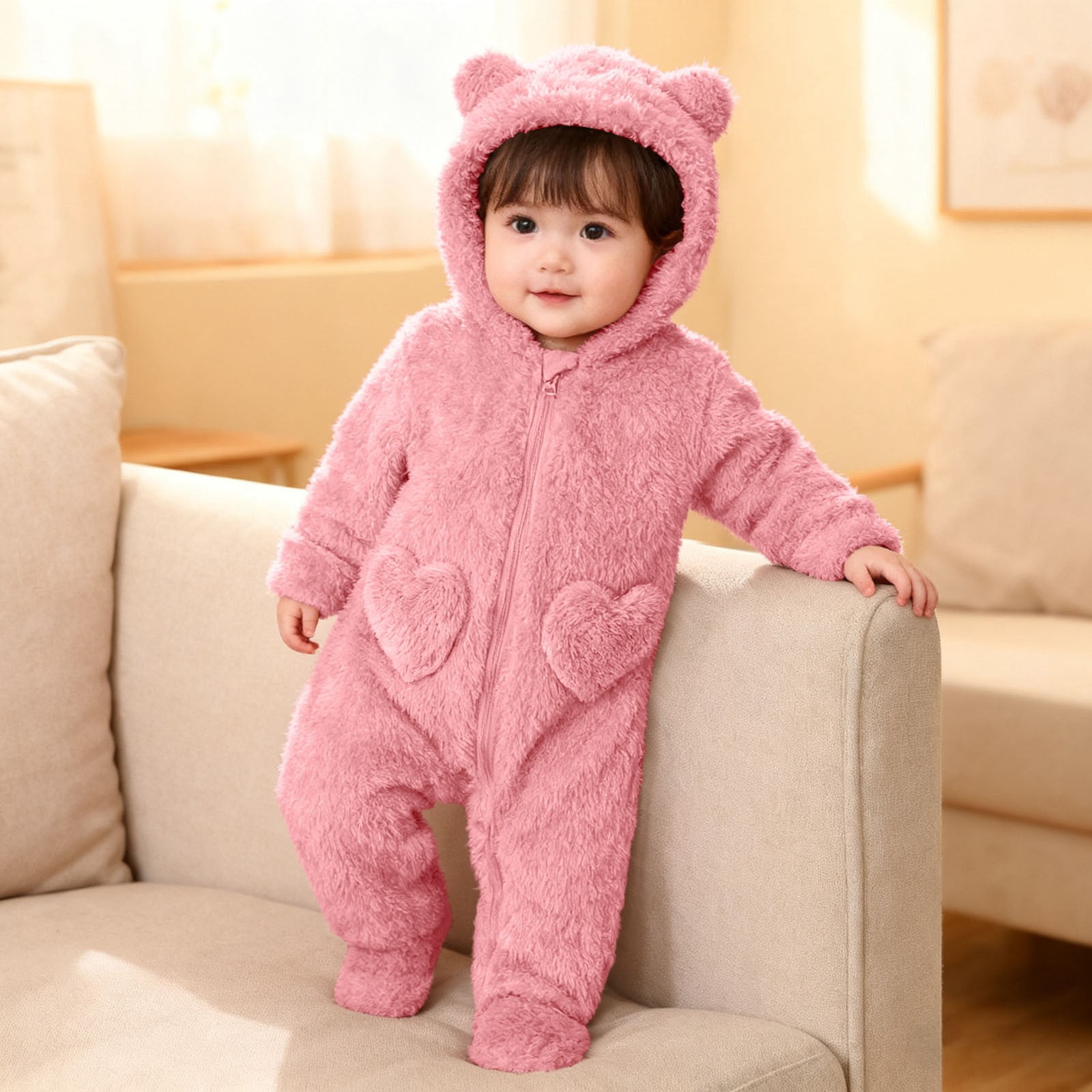WYTbaby Baby sneeuwpak fleece met capuchon baby overall