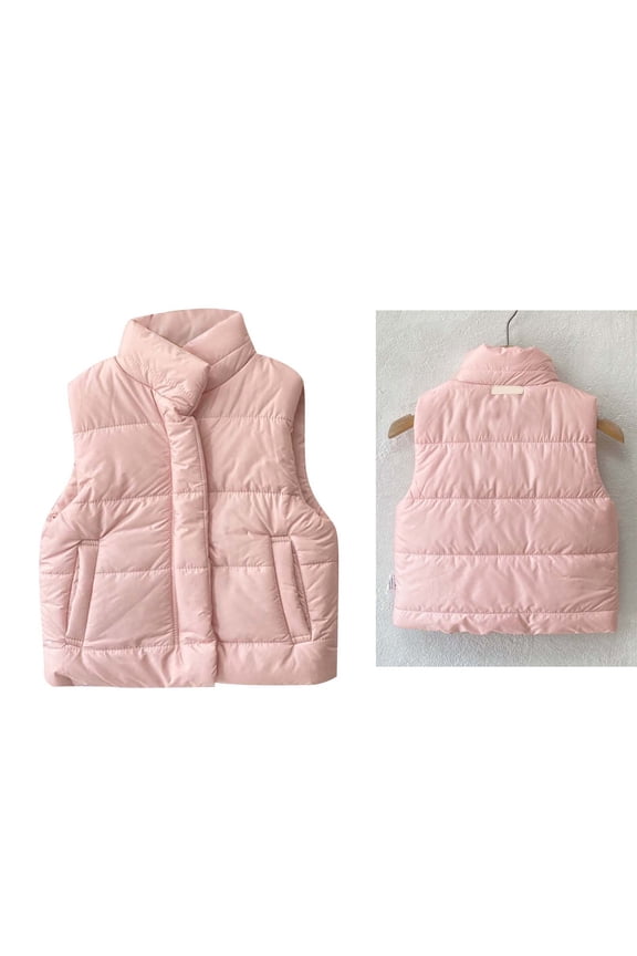 Boys Girls Puffer Vest Girls Winter Vest Stand Collar Lightweight Water-Resistant Zip Up Puffer Jacket Sleeveless Baby Boy Jacket 3-6 Months