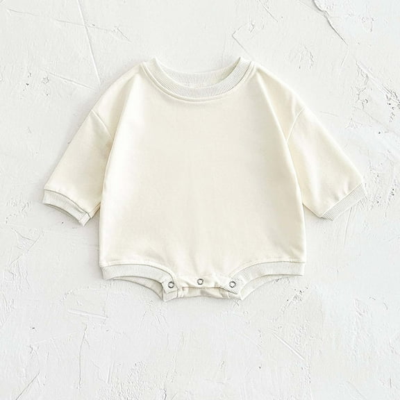 Infant Boys Girls Sweatshirt Romper One Piece Outfit Bubble Romper Long Sleeve Crewneck Sweatshirt Bodysuit Cute Clothes Jumpsuit