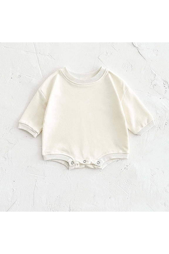 Infant Boys Girls Sweatshirt Romper One Piece Outfit Bubble Romper Long Sleeve Crewneck Sweatshirt Bodysuit Cute Clothes Jumpsuit