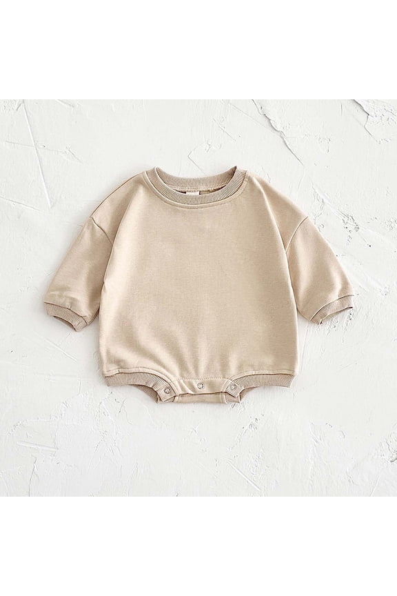 Infant Boys Girls Sweatshirt Romper One Piece Outfit Bubble Romper Long Sleeve Crewneck Sweatshirt Bodysuit Cute Clothes Jumpsuit