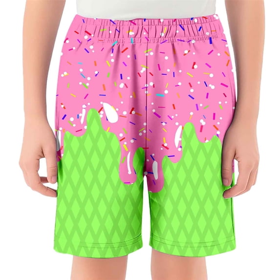 Boys Girls Unisex Shorts Casual Athletic Everyday Bottoms Children'S Casual Ice Printed Shorts Baseball Shortseelastic Waistband With Pocket Shorts (2 14 Years),Hot Pink,100/(2-3 Years)