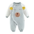 thumbnail image 1 of Infant Boys Girls Warm Jumpsuit Unisex Organic Cotton Long Sleeve Button Coverall Newborn 𝐎ne-piece Romper, 1 of 4