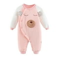thumbnail image 1 of Infant Boys Girls Warm Jumpsuit Unisex Organic Cotton Long Sleeve Button Coverall Newborn 𝐎ne-piece Romper, 1 of 4