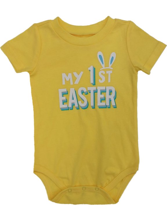 Infant Boys & Girls Yellow My First Easter Bodysuit Bunny Rabbit Baby Outfit 12m