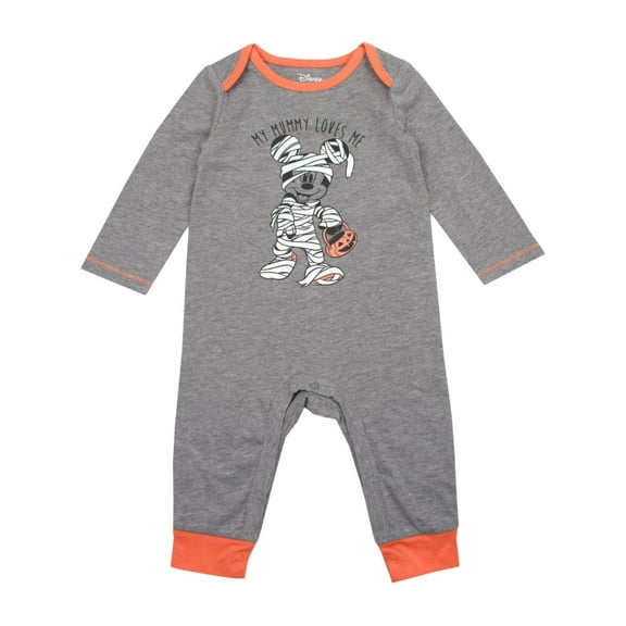 Infant Boys Gray Disney Mummy Mickey Mouse Romper Halloween Coveralls 0/3M
