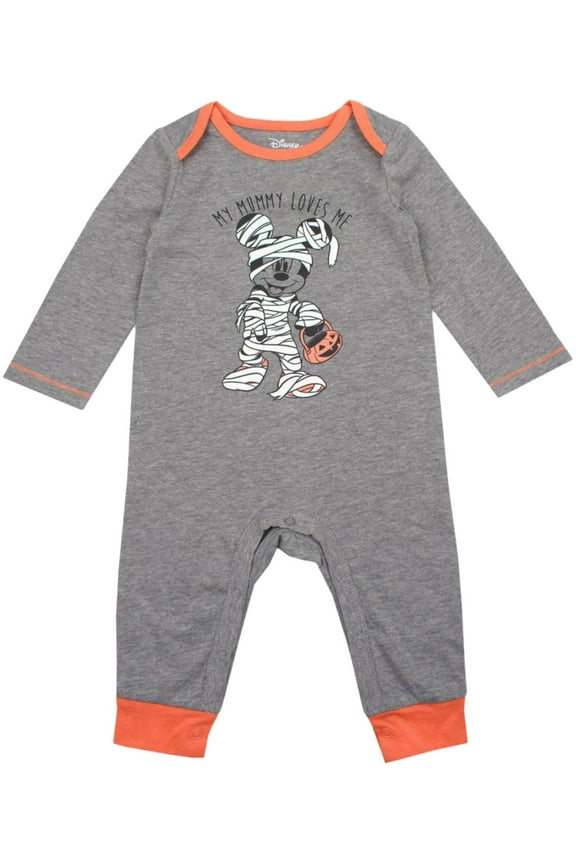 Infant Boys Gray Disney Mummy Mickey Mouse Romper Halloween Coveralls 6/9M