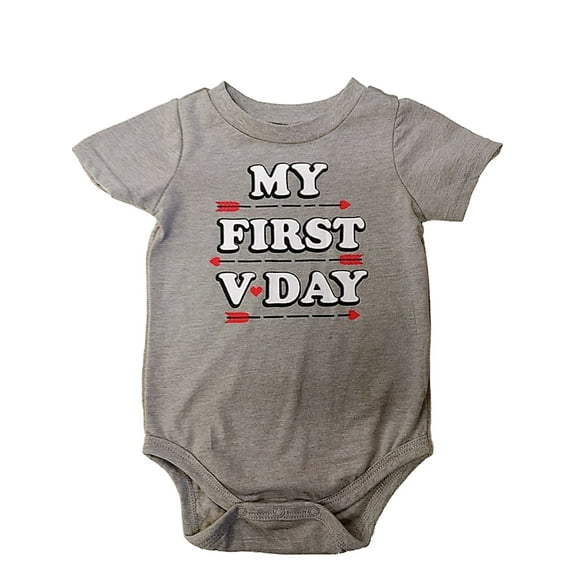Infant Boys Gray My First V-Day Bodysuit Baby Valentines Creeper 6m