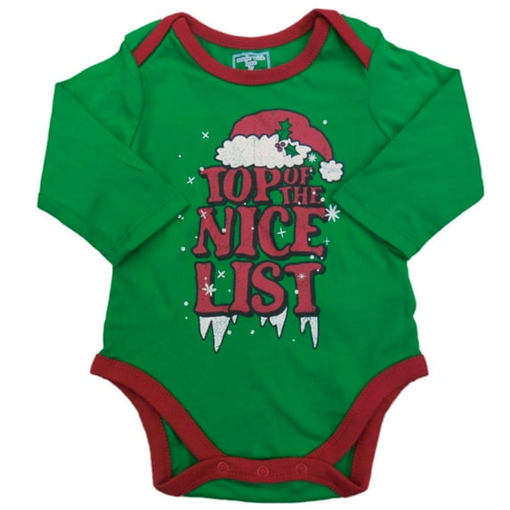 Infant Boys Green Snap Bottom Christmas Creeper T-Shirt Bodysuit