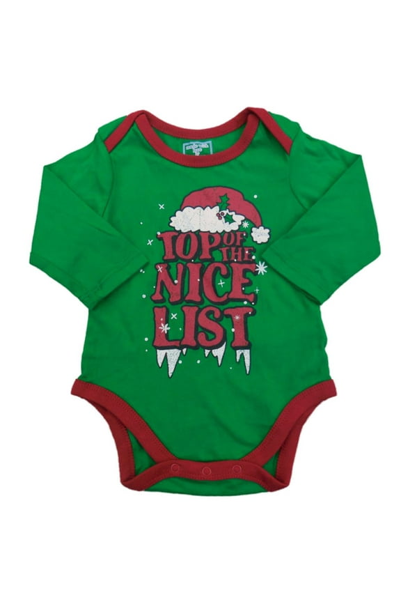 Infant Boys Green Snap Bottom Christmas Creeper T-Shirt Bodysuit