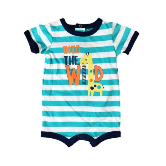 Infant Boys Into The Wild Bodysuit Baby Outfit Blue Stripe Giraffe Romper NB