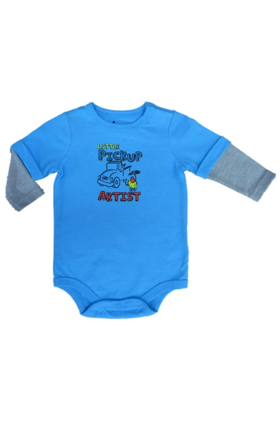 Infant Boys Little Pickup Artist Blue Creeper Long Sleeved Bodysuit 3m