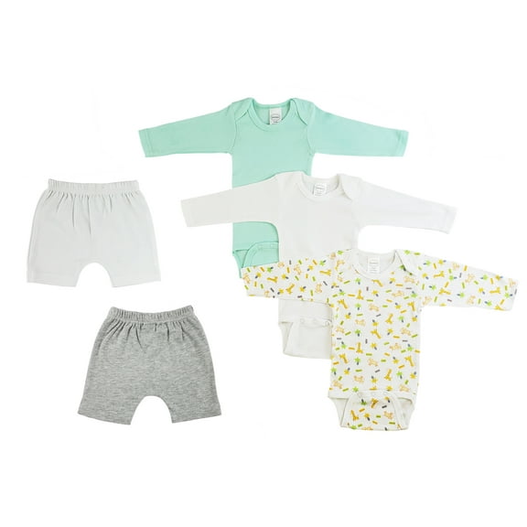 Infant Boys Long Sleeve Onezies and Shorts