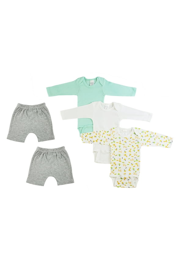 Infant Boys Long Sleeve Onezies and Shorts