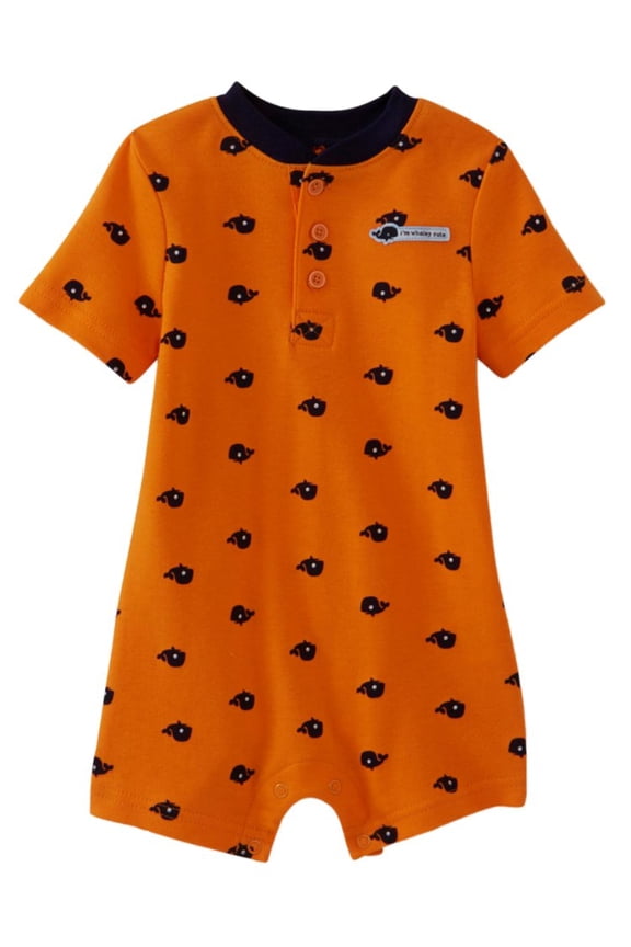 Infant Boys Orange I'm Whaley Cute Romper Whale Themed Bodysuit Baby Outfit