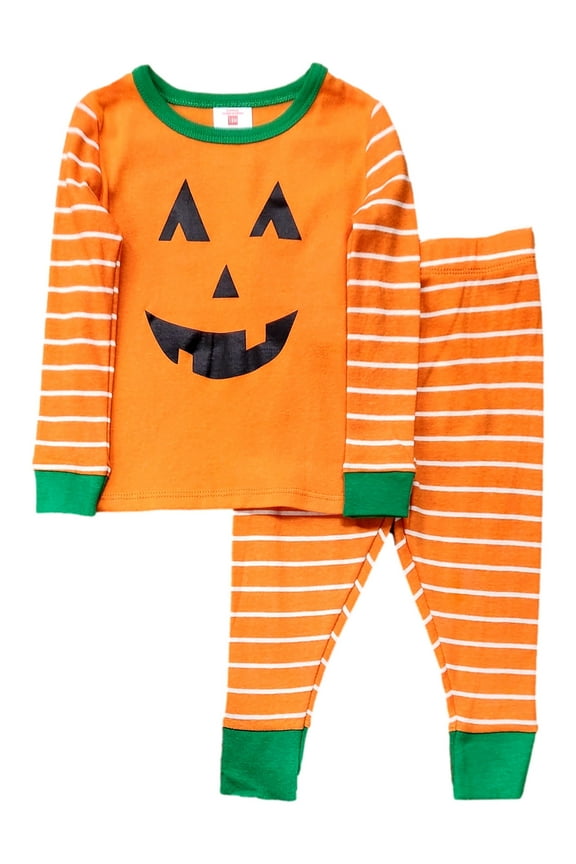 Infant Boys Orange Jack-O-Lantern Halloween Pajama Shirt & Pants Set 18M