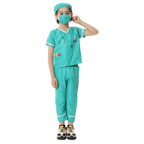 Boys Outfits Kids Toddler Doctor Role Play Outfit Theme Party Dress Up for Performance Festival Toddler Girl Outfit 5 Years-6 Years Blue