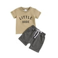 thumbnail image 1 of Infant Boys Outfits Letter Print Short Sleeved T-Shirt and Shorts Child 2Pc Clothes Set, 1 of 7