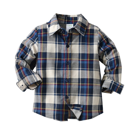 Infant Boys Plaid Shirt Jacket Long Sleeve Button Up Shirts Casual Outerwear Shirts Coat
