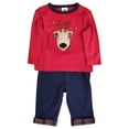 thumbnail image 1 of Infant Boys Red & Blue Christmas Reindeer Shirt and Pants Outfit 3-6 Months, 1 of 1