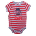 thumbnail image 1 of Infant Boys Red/Gray Striped Classy Pug Dog Bodysuit, 1 of 1