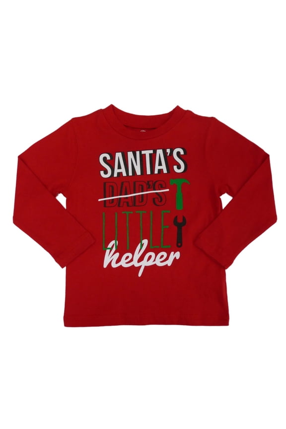 Infant Boys Red Santa's Little Helper Long Sleeve T-Shirt 24m