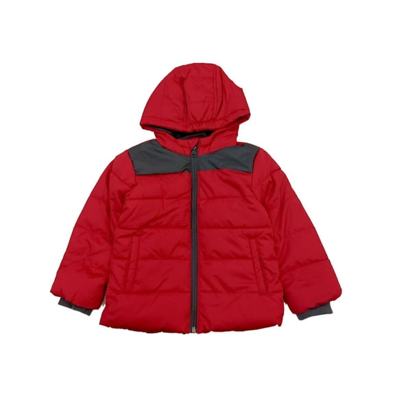 Infant Boys Red Wind & Water Resistant Puffer Jacket Hoodie Coat 3T