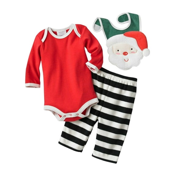 Infant Boys Santa Claus Bib Bodysuit & Fleece Pants Set 3-6m