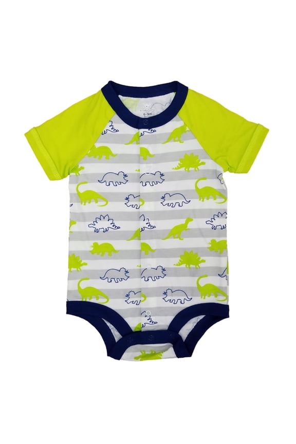 Infant Boys Striped Dinosaur Triceratops Stegosaurus Baby Bodysuit 3-6M