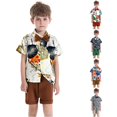 thumbnail image 1 of Infant Boys Suit Printed Short Sleeve Formal Waist Warm Comfortable Wedding for Boys Vacation Stylish Shorts Set, 1 of 5