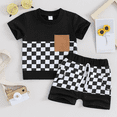 Infant Boys' Suit Summer New Cotton Checkered Short Sleeve Tshirts