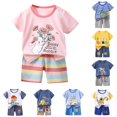 thumbnail image 1 of Infant Boys Summer Outfits Cartoon Printed Short Sleeved Tops and Shorts 2Pc Children's Suit Sets Size 6-12 Months ,Yellow, 1 of 4