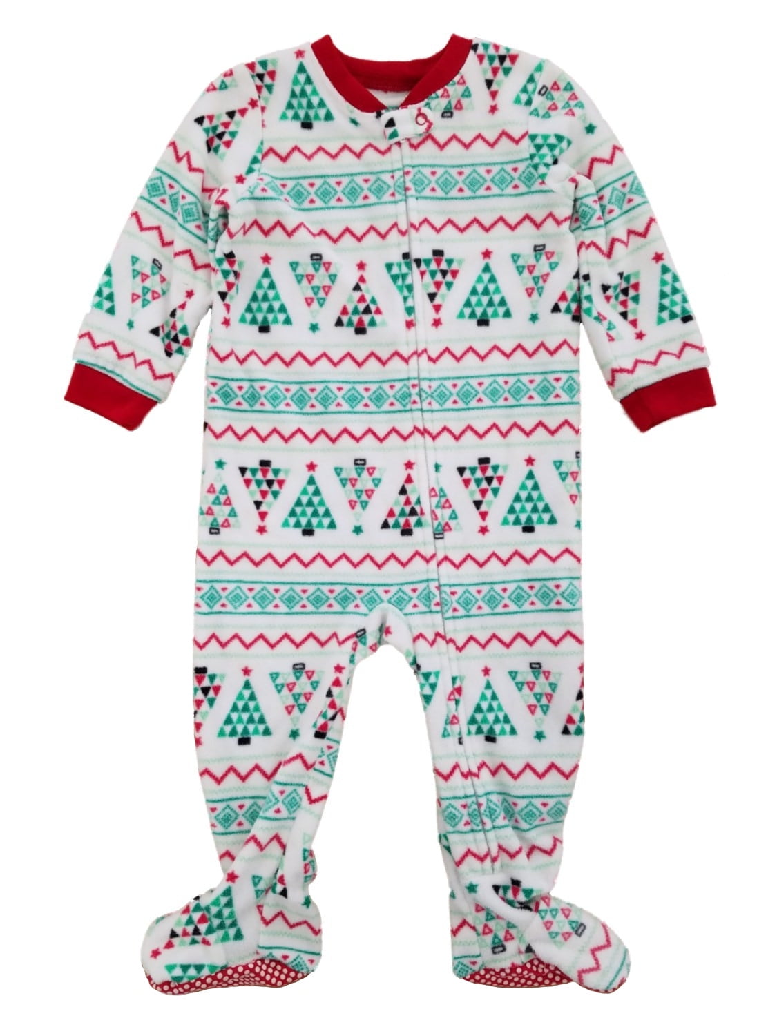 Infant Boys White Fair Isle Christmas Tree Holiday Fleece Pajama