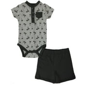 Infant Boys White & Gray Tropical Palm Tree Single Shorts 2 Pc Outfit Set