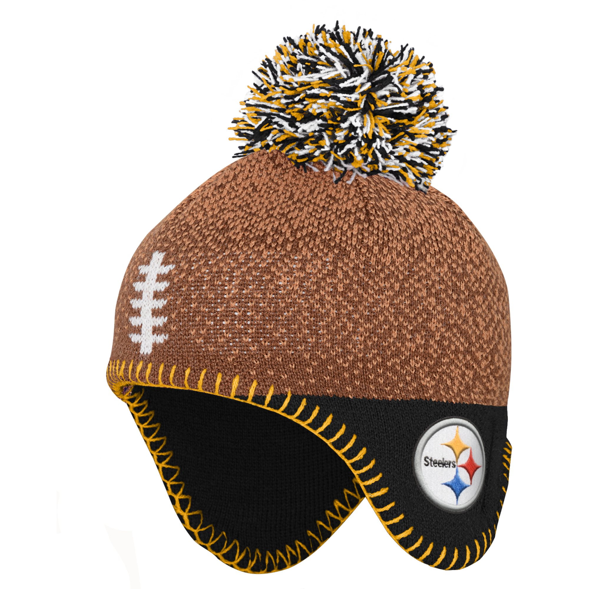 Infant Brown Pittsburgh Steelers Football Head Knit Hat with Pom Walmart