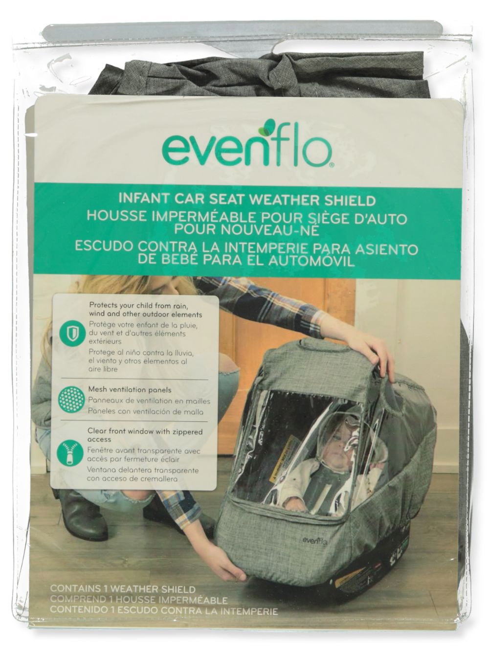 Evenflo Infant Car Seat Weather Shield and Rain Cover Grey Melange