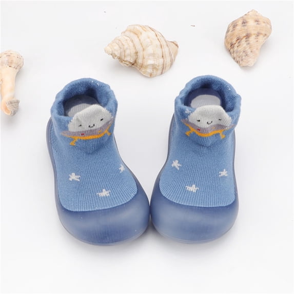 Infant Cartoon Knit Floor Sock Shoes, Non‑slip Flexible Sole Footwear for Crawling, Walking, Home and Daily Indoor Activities Blue 18