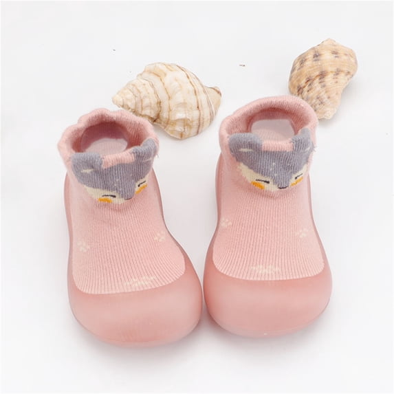 Infant Cartoon Knit Floor Sock Shoes, Non‑slip Flexible Sole Footwear for Crawling, Walking, Home and Daily Indoor Activities Pink 24