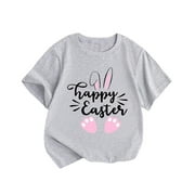 Infant Children Shirts Summer New Clothing Style Girls Short Sleeve T Shirt Easter Bunny Printed Round Neck T Shirt School Weekend Casual Clothes For Child