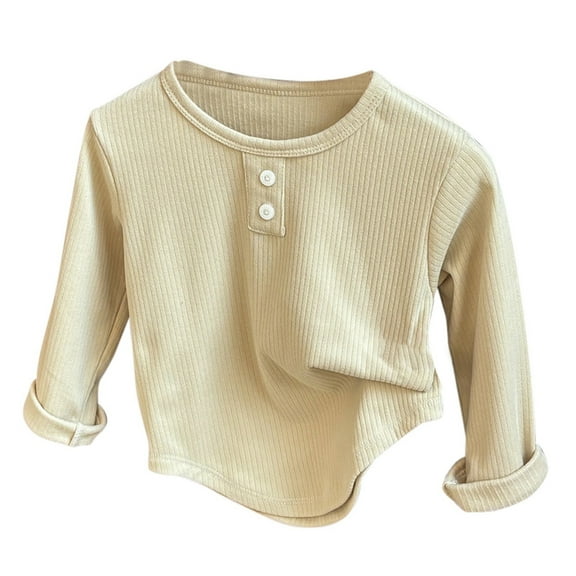 Children's Undershirt Autumn New Round Neck Long Sleeve Shirt Autumn Girls Warm Underwear Boy Baby Foreign Clothes High Top Cleats Girls Baby Girl Fall Tops Toddler Dress 6-12 Months Yellow