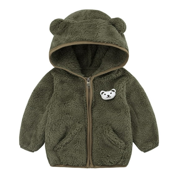 Infant Coat Baby Boy Fleece Jacket Baby Girl Hoodie With Bear Ear Infant Zip Up Hoodie Girl Winer Clothes 0-6 Months