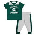 thumbnail image 1 of Infant Colosseum Green/Heather Gray Michigan State Spartans Ka-Boot-It Jersey & Pants Set, 1 of 2