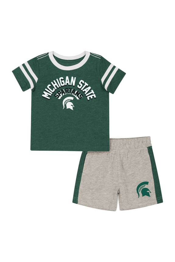 Infant-Colosseum  Heather Green Michigan State Spartans T-Shirt & Shorts Set