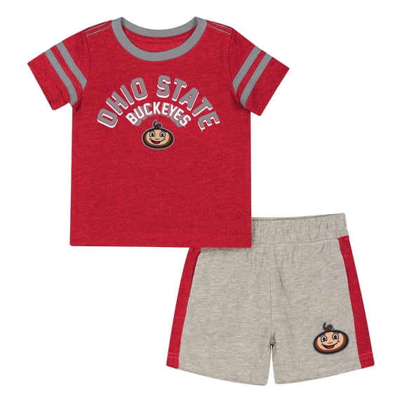 Infant-Colosseum Heather Scarlet Ohio State Buckeyes T-Shirt & Shorts Set