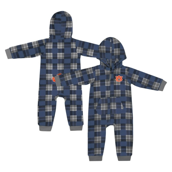 Infant Colosseum Navy Auburn Tigers Full-Zip Plaid Hoodie Long Sleeve Jumper