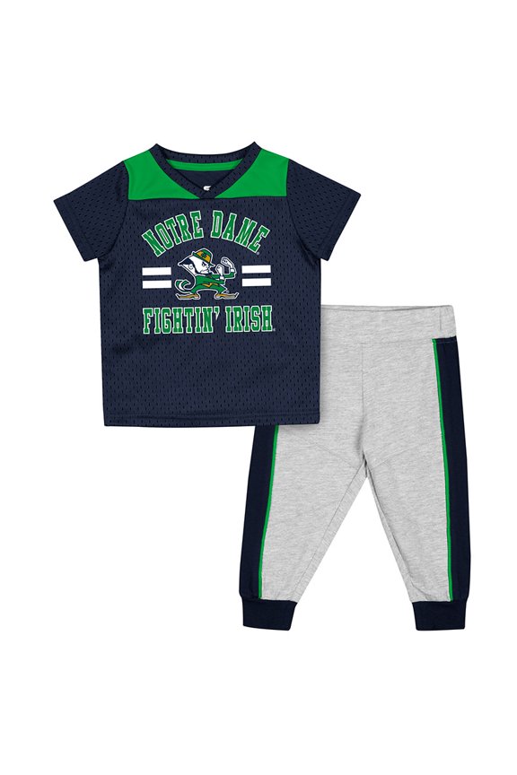 Infant Colosseum Navy/Heather Gray Notre Dame Fighting Irish Ka-Boot-It Jersey & Pants Set